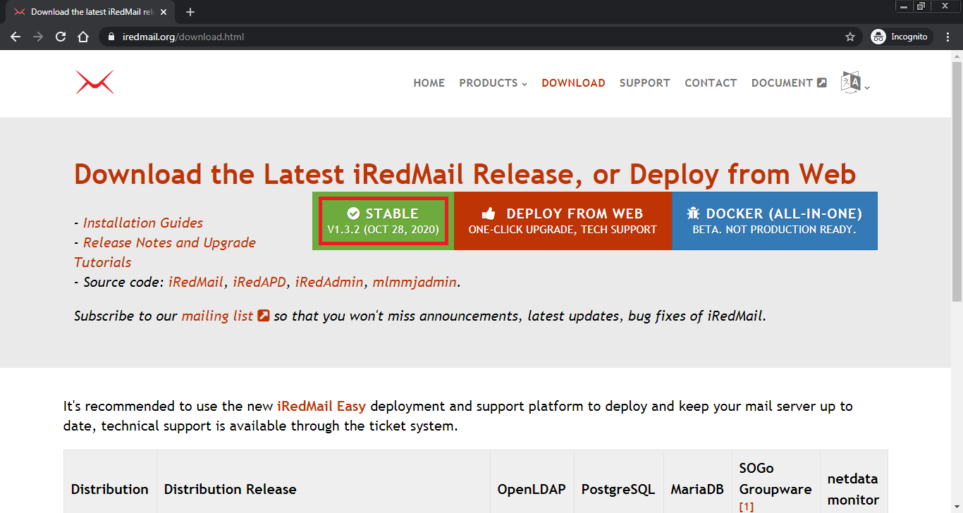 Find the Latest Version of iRedMail