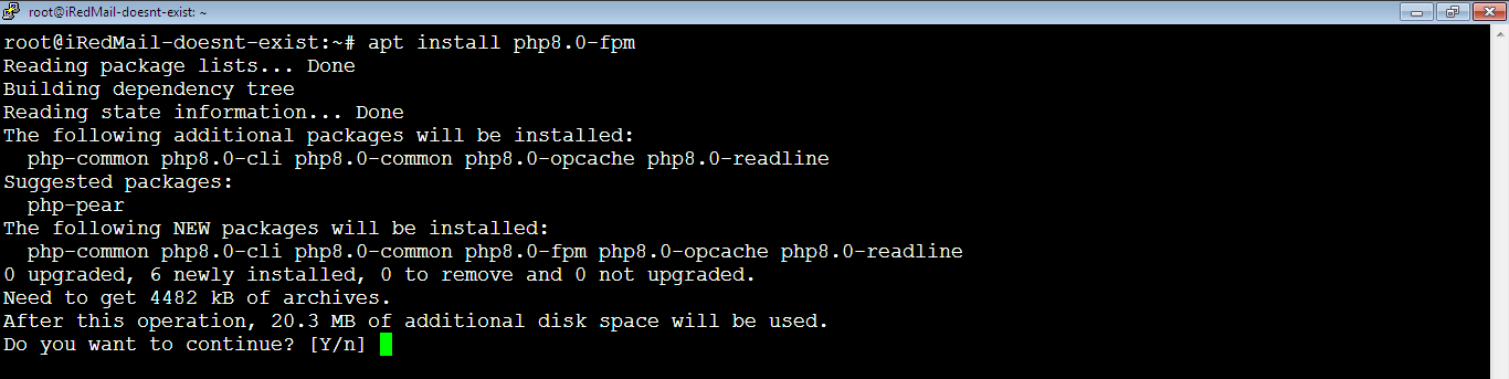 Install PHP FPM Confirm