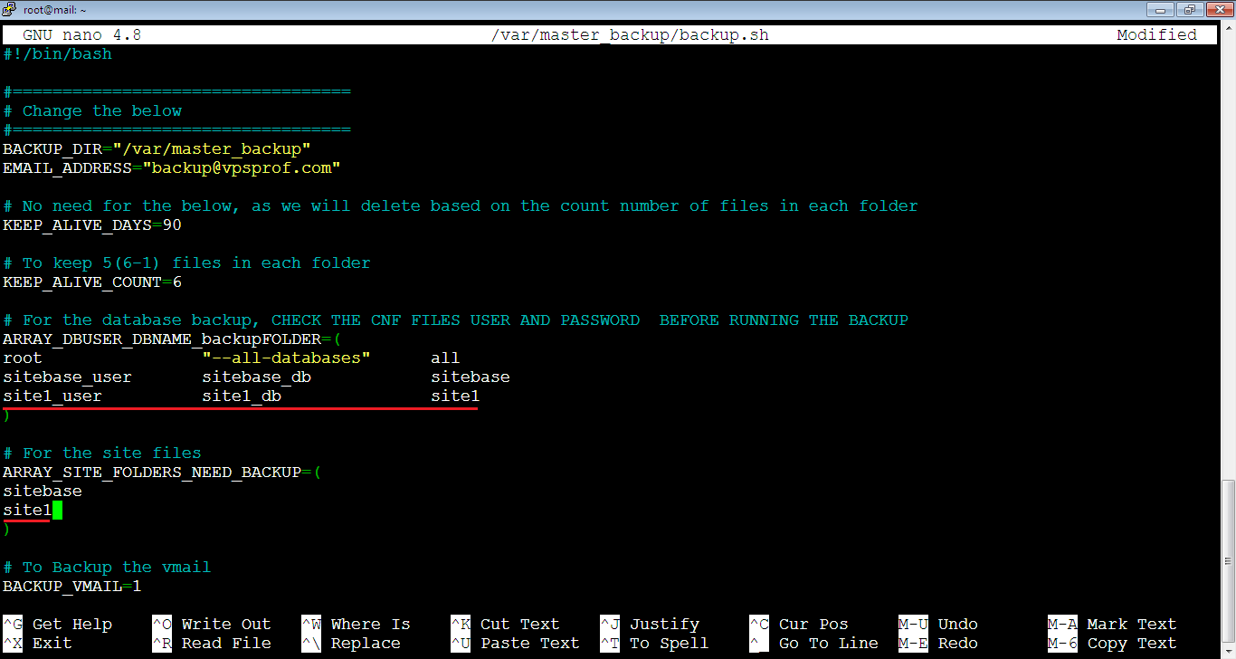 Add New Website Variables to Backup File