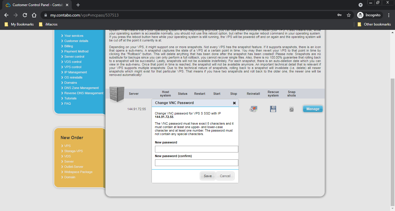 Change VNC Password