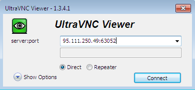 Enter VNC IP and Port