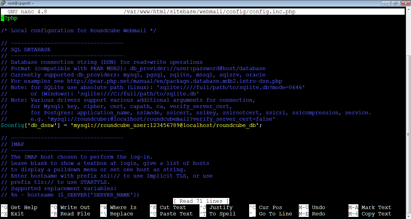 Add Roundcube Config in Config File