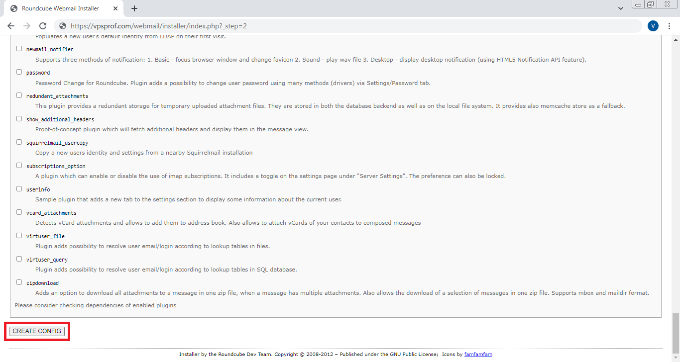 Roundcube Admin Panel Create Config